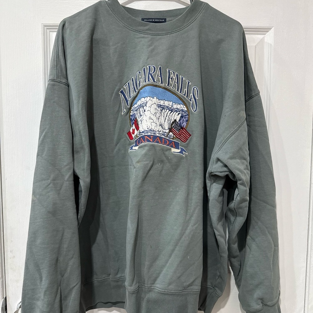 Brandy Melville Green Niagara Falls Sweatshirt